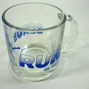 Glass Mug Clear SCRUB RUN 5 K RACE footed